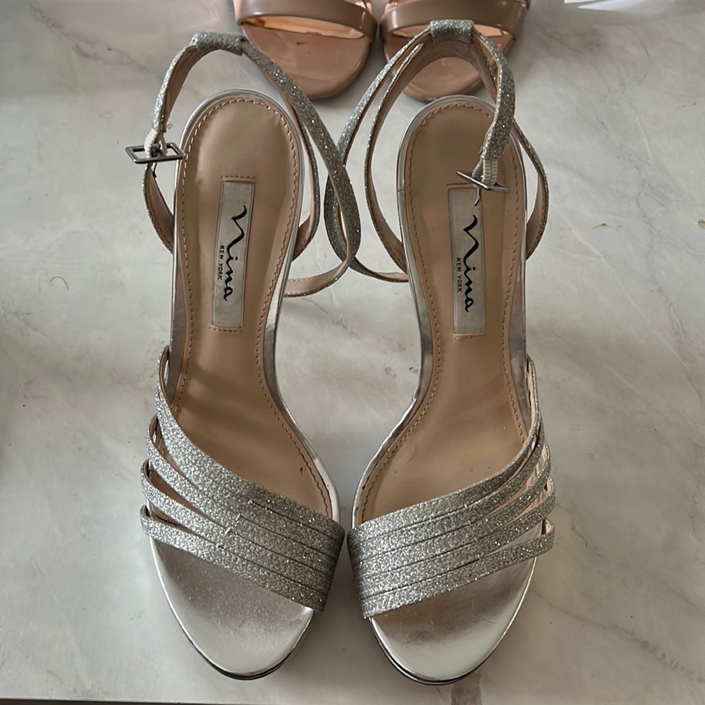 Nina silver sparkle shoes with platform